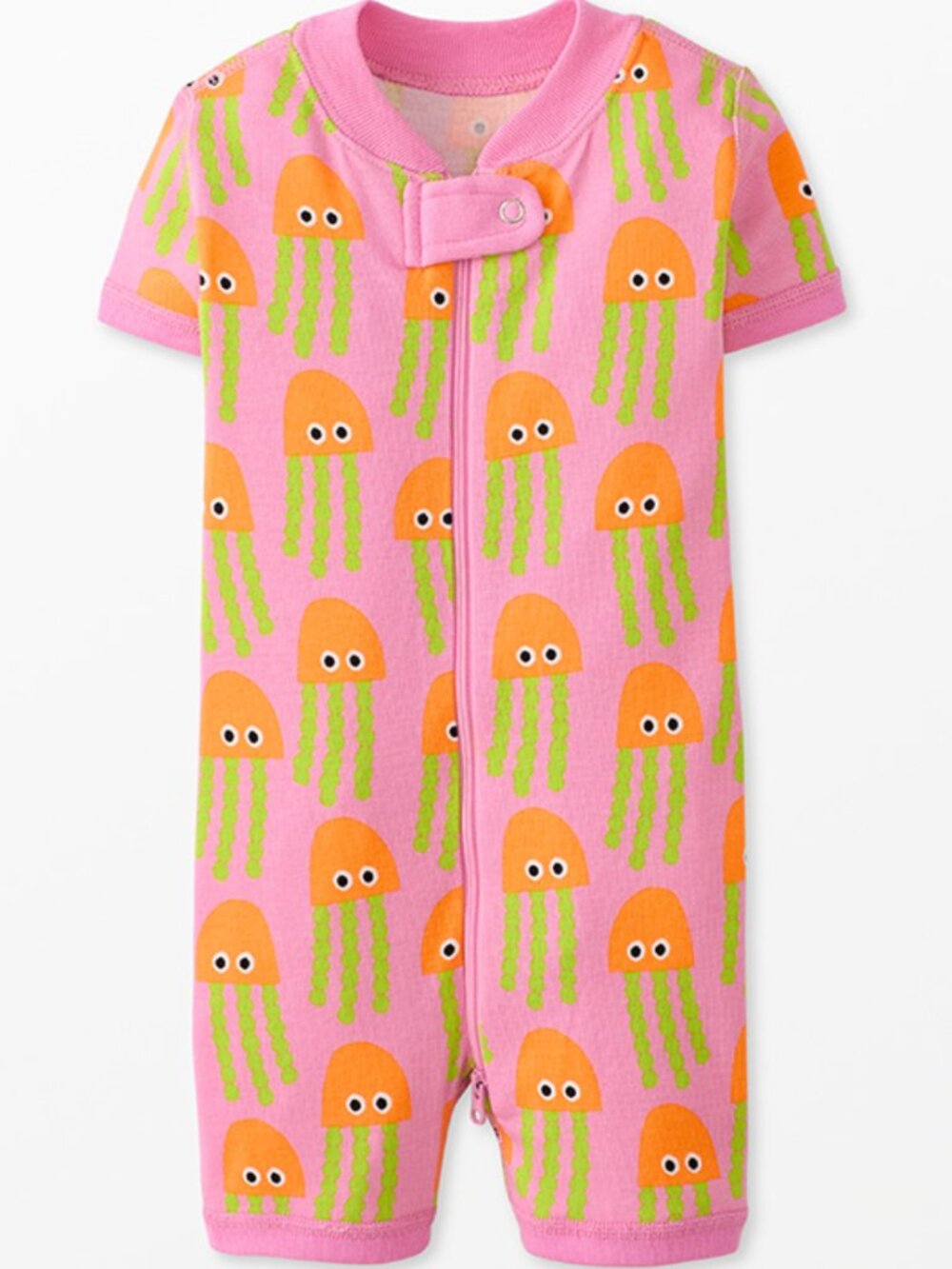 Hanna Andersson Pink Short-Sleeve Jellyfish Zip Romper
